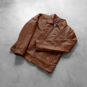 Brown Leather Biker Jacket 