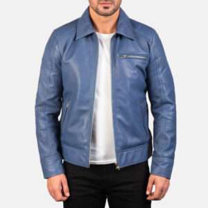 blue leather jacket 