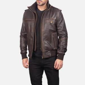 men's brown leather jacket
