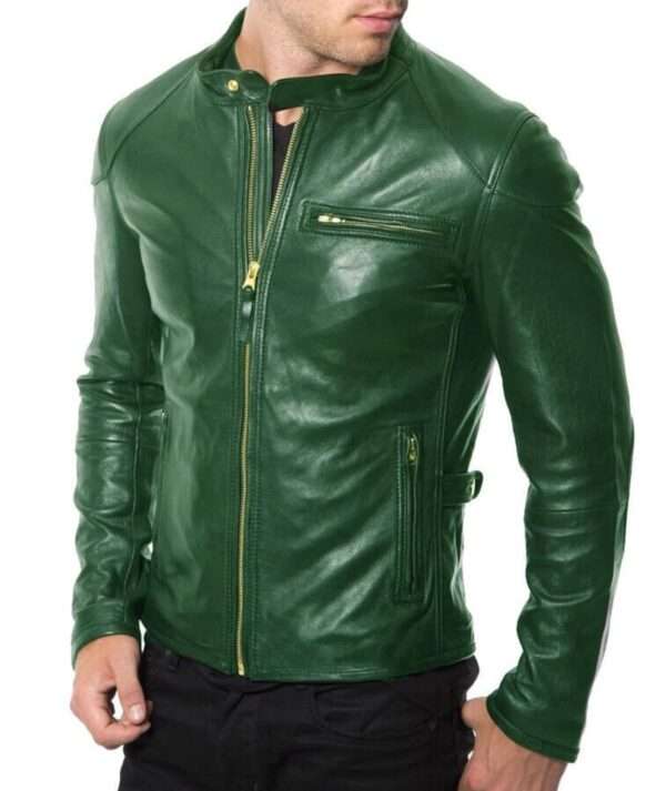 green leather jacket