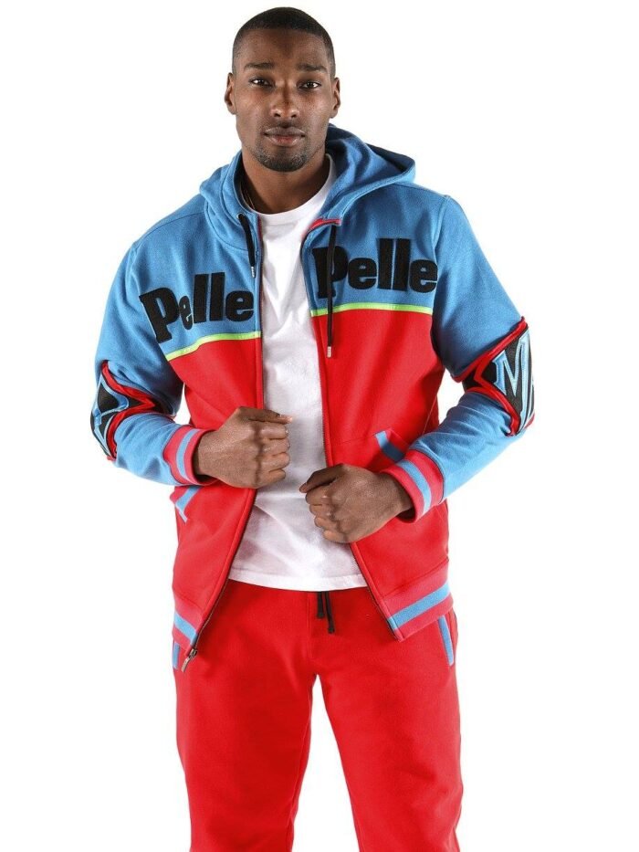 Pelle Pelle Red Blue Wool Tracksuit