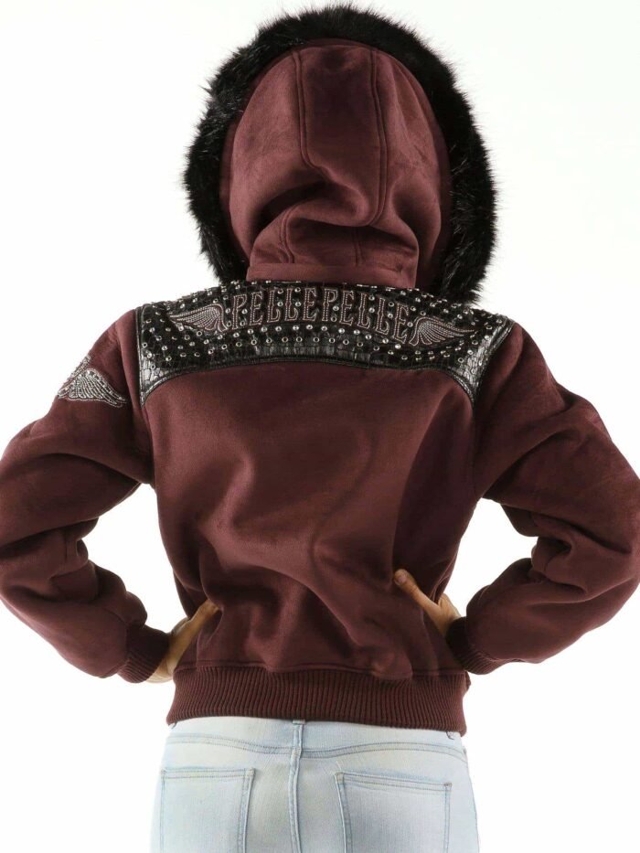 Maroon Pelle Pelle Airborne Shearling Hoodie Jacket