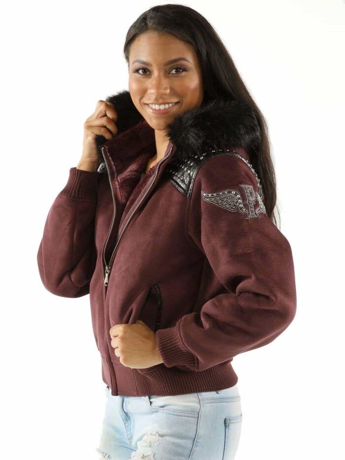 Maroon Pelle Pelle Airborne Shearling Hoodie Jacket