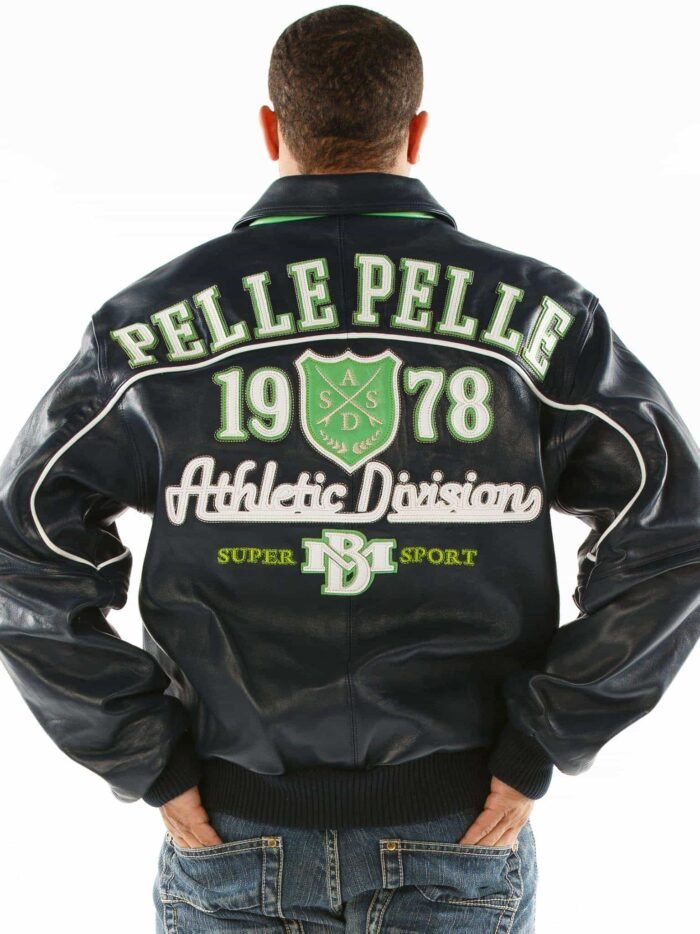 Pelle Pelle Athletic Division Navy Blue Leather Jacket | Pelle Pelle