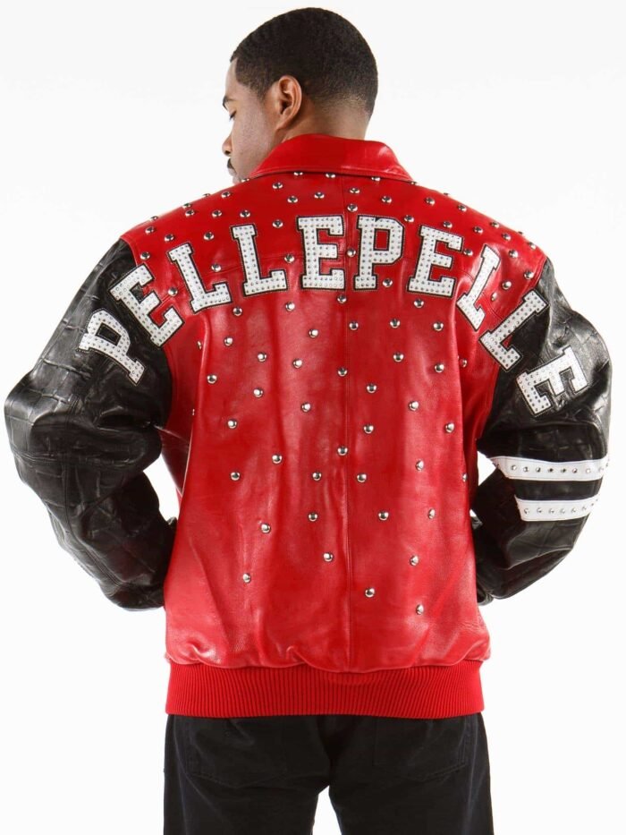 Pelle Pelle Studded Letterman Red Jacket